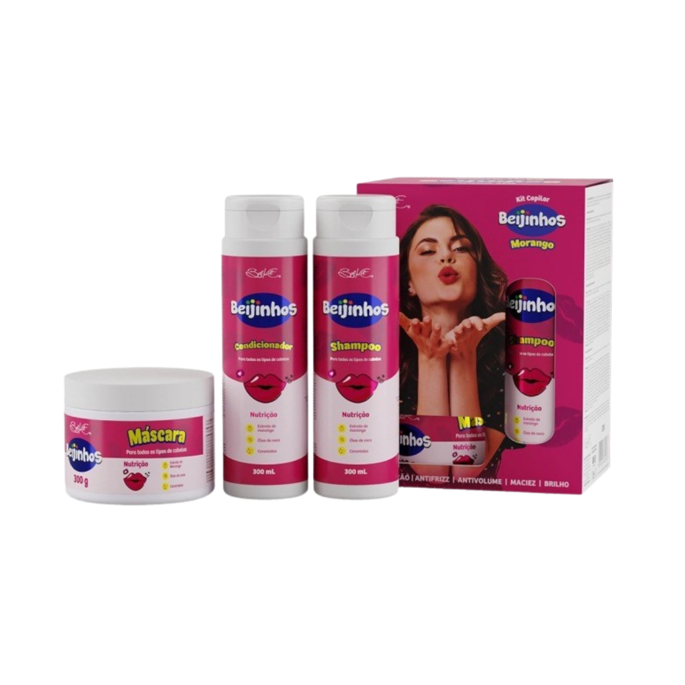 KIT 3 ITENS BEIJINHOS MORANGO BELKIT