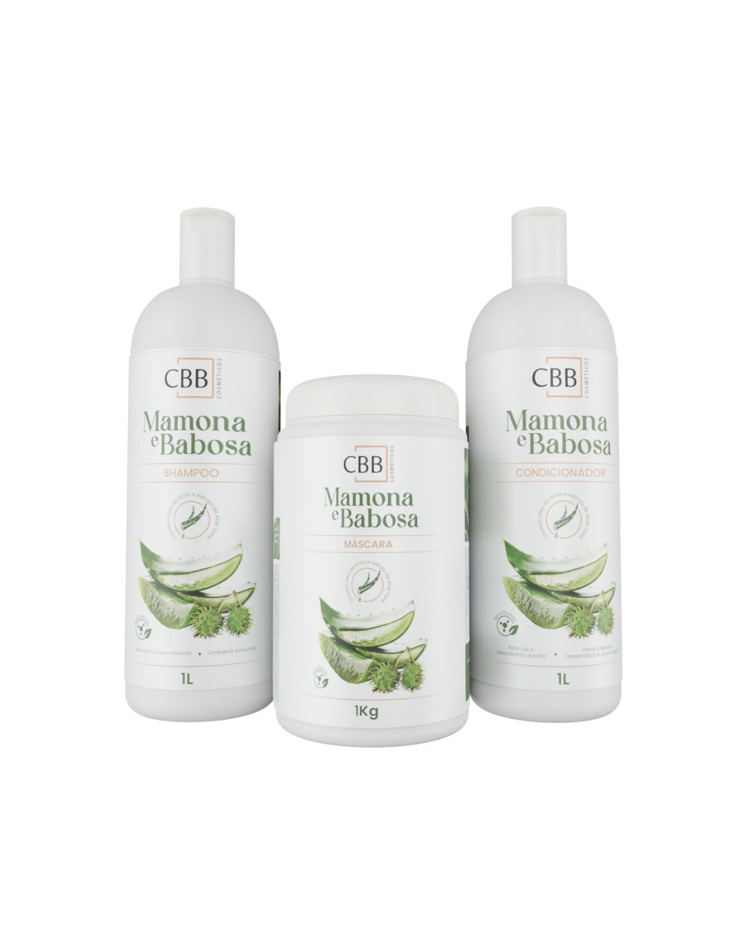 KIT 03 ITENS BABOSA MAMONA 1L CBB COSMETICOS