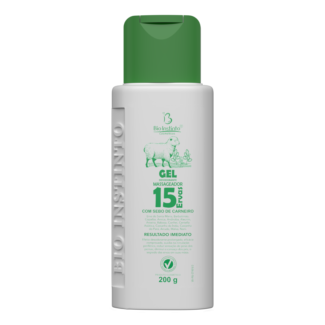 GEL DESODORANTE MASSAGEADOR 15 ERVAS 200G BIO INSTINTO