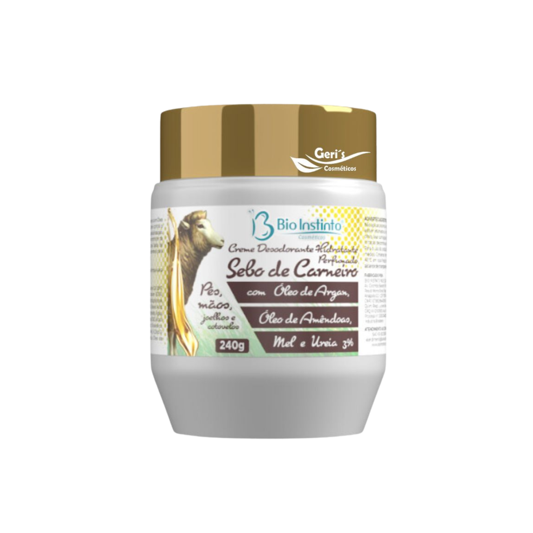 CREME DES. HIDR. PERF. SEBO DE CARNEIRO COM OLEO DE ARGAN 240G BIO INSTINTO