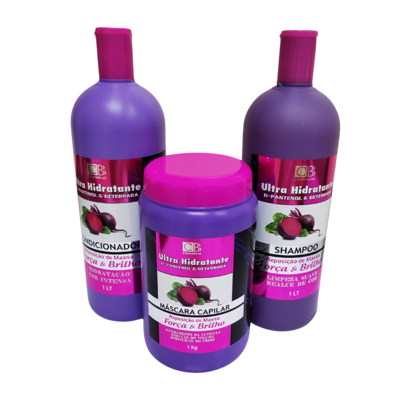 KIT 03 ITENS BETERRABA 1L CBB COSMETICOS
