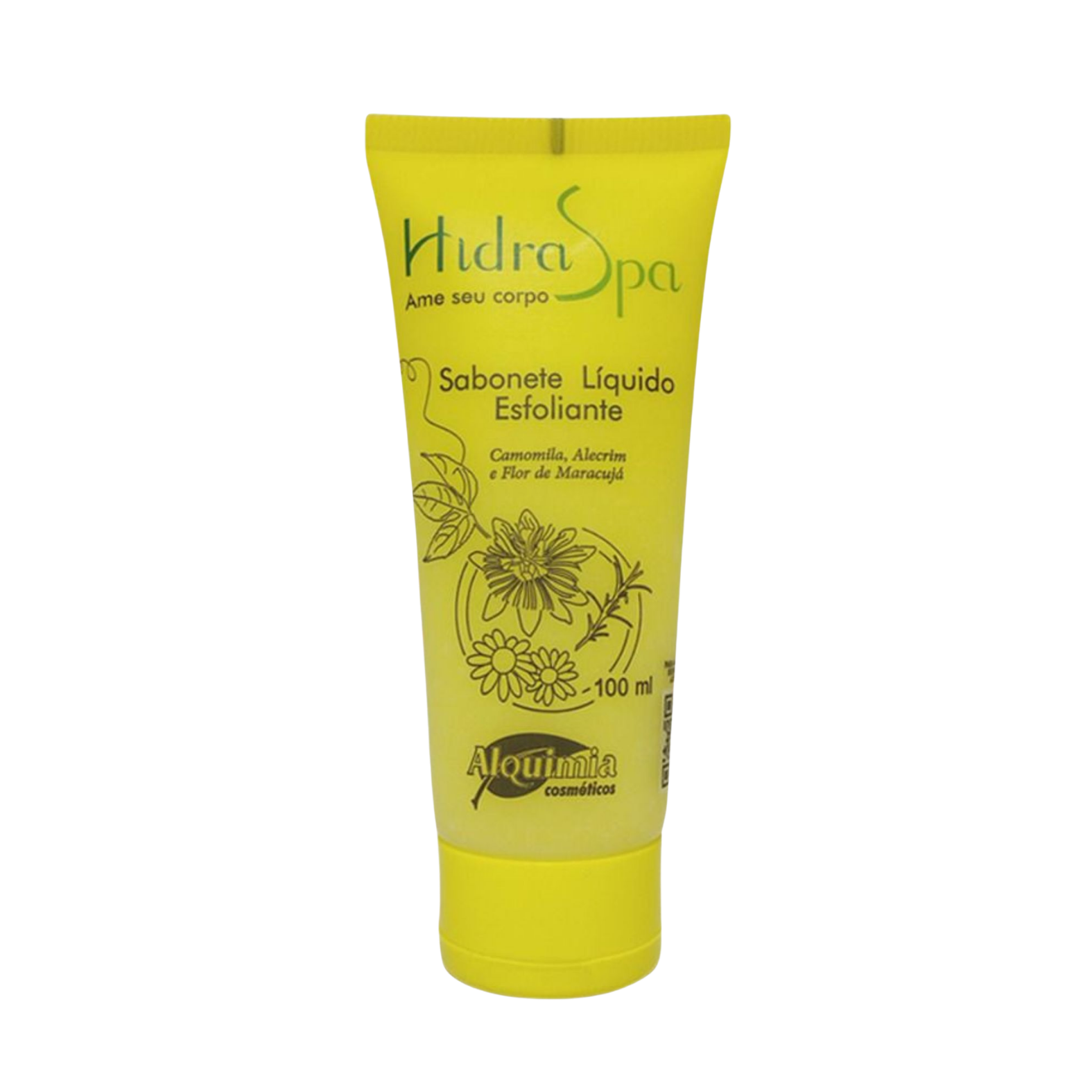 SABONETE LIQUIDO ESFOLIANTE 100ML HIDRA SPA CAMOMILA, ALECRIM E FLOR DE MARACUJA ALQUIMIA COSMETICOS