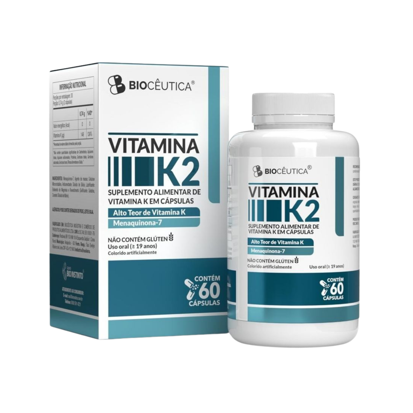 SUPLEMENTO ALIMENTAR DE VITAMINA K2 EM CAPSULAS (60 CAPSULAS) BIOCEUTICA