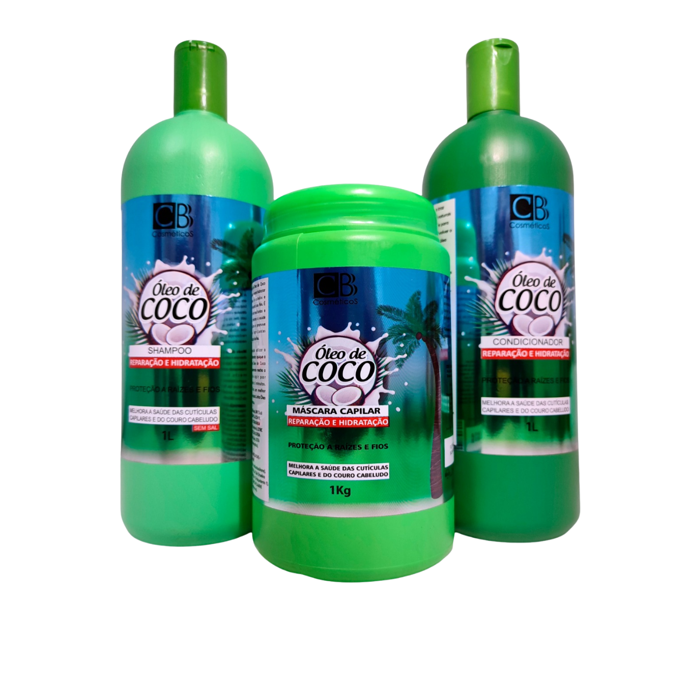 KIT 03 ITENS ÓLEO DE COCO 1L CBB COSMETICOS