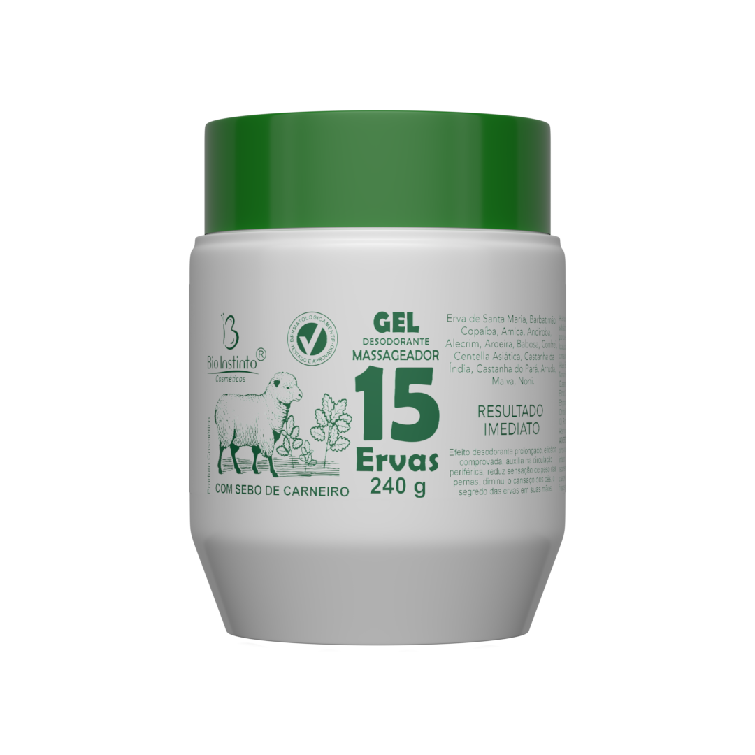 GEL DESODORANTE MASSAGEADOR 15 ERVAS 240G BIO INSTINTO