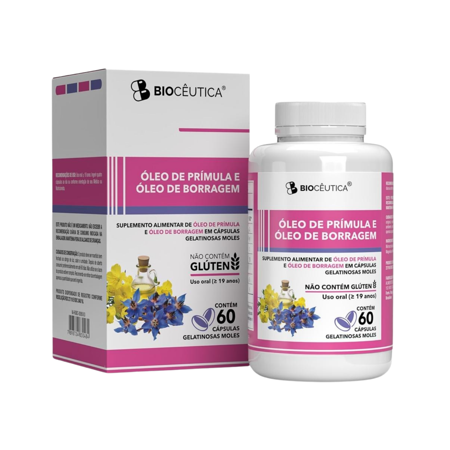 OLEO DE PRIMULA E OLEO DE SEMENTE DE BORRAGEM EM CAPSULAS GELATINOSAS MOLES (60 CAPSULAS) BIOCEUTICA