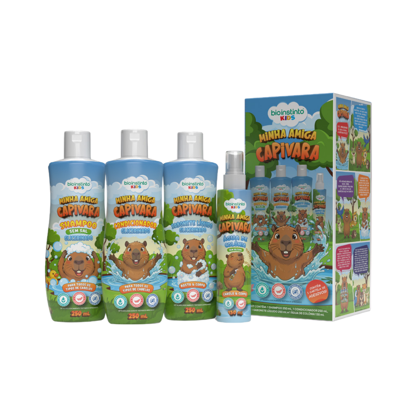KIT CABELO E CORPO MINHA AMIGA CAPIVARA BIO INSTINTO KIDS 4 ITENS BIO INSTINTO