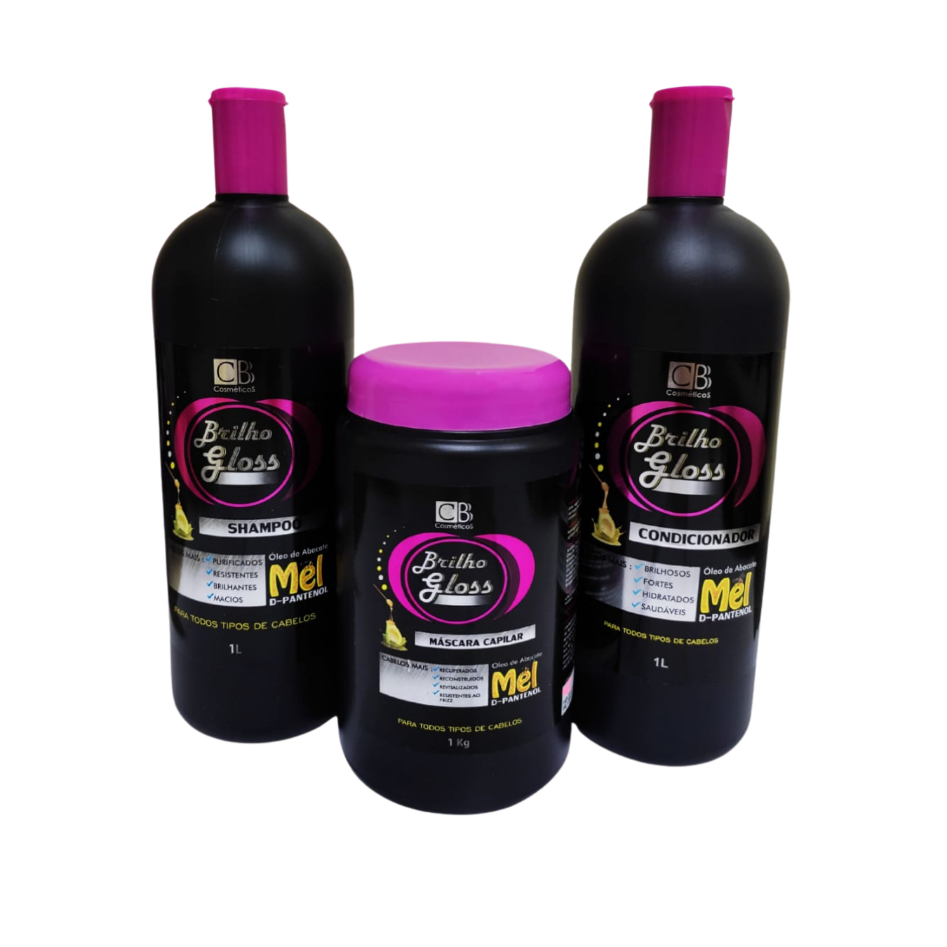 KIT 03 ITENS BRILHO GLOSS 1L CBB COSMETICOS