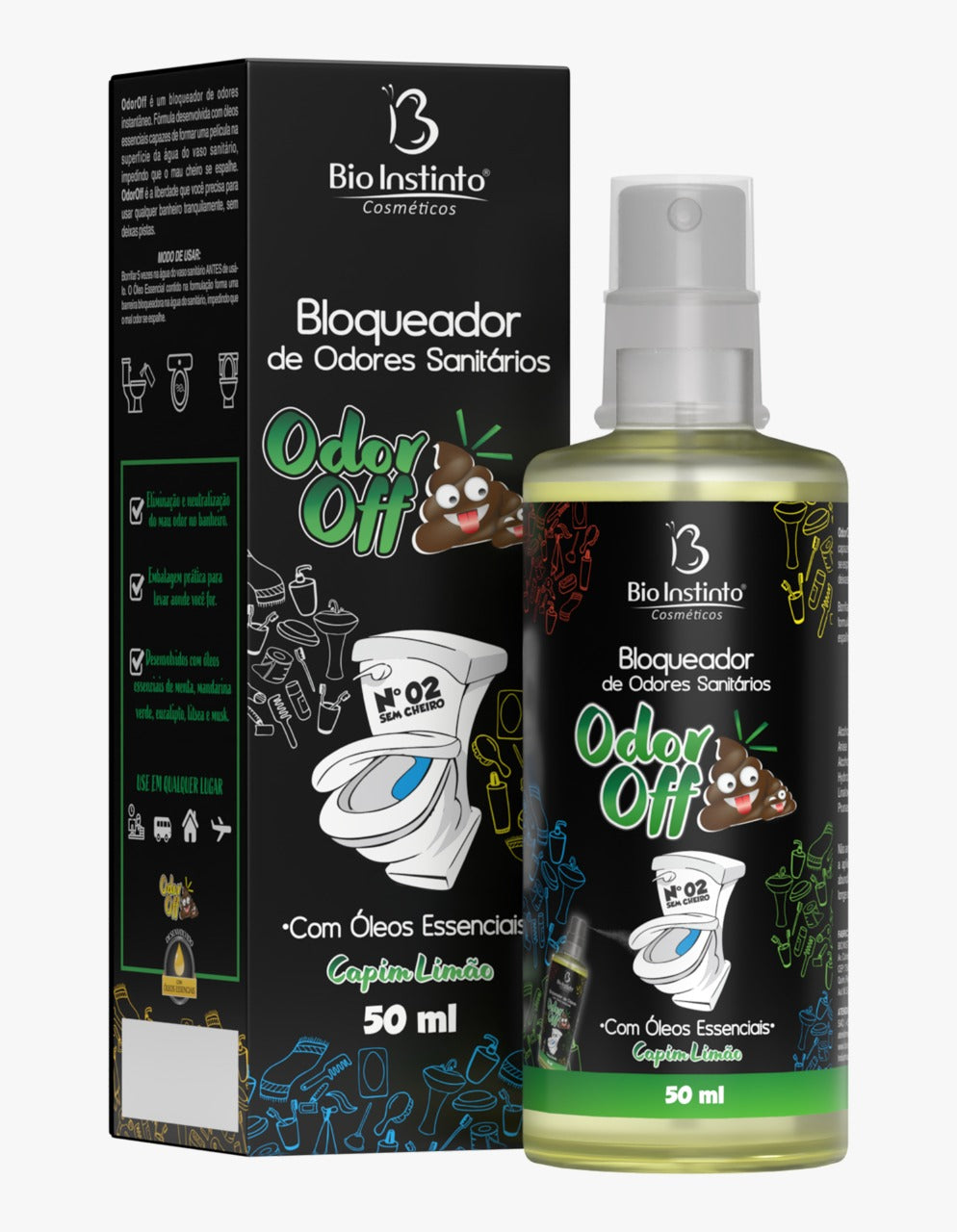 ODOR OFF BLOQUEADOR DE ODORES SANITARIOS CAPIM LIMAO BIO INSTINTO 50ML