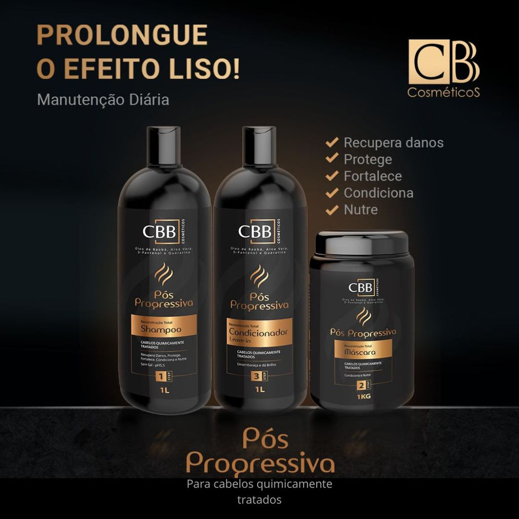 KIT 03 ITENS POS PROGRESSIVA 1L CBB COSMETICOS