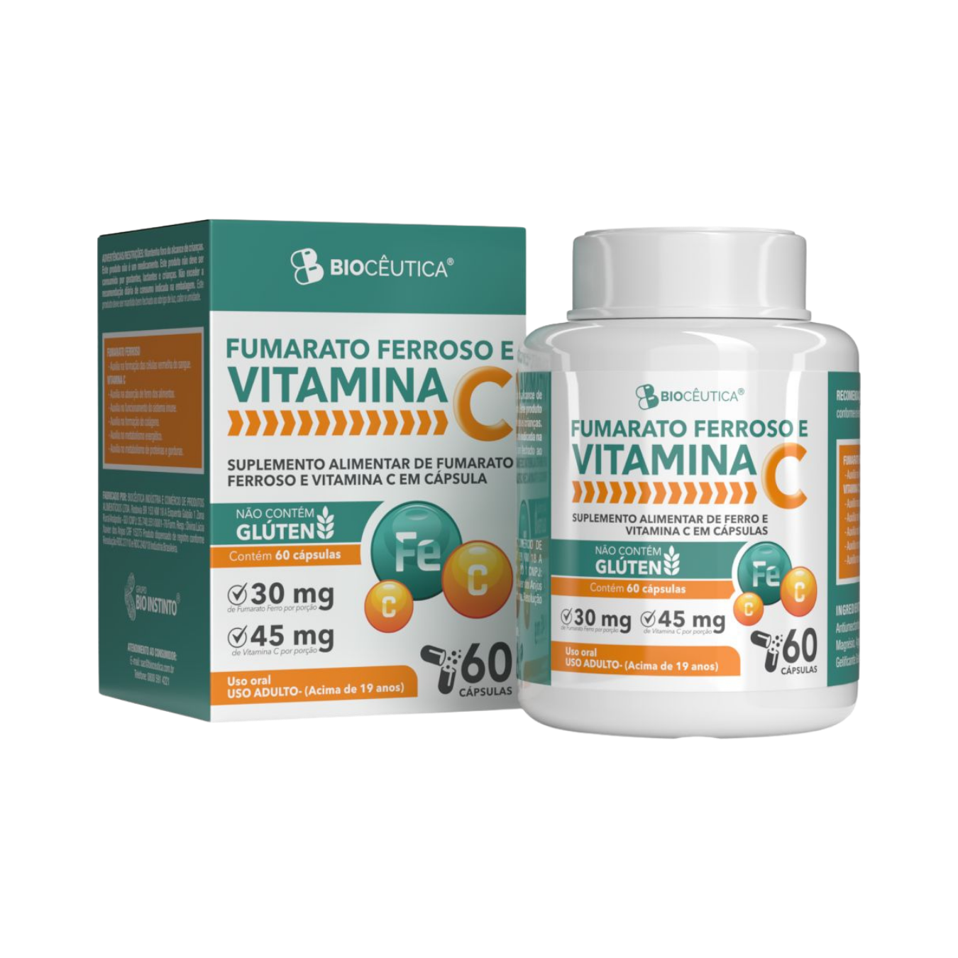 FUMARATO FERROSO E VITAMINA C (60 CAPSULAS) BIOCEUTICA