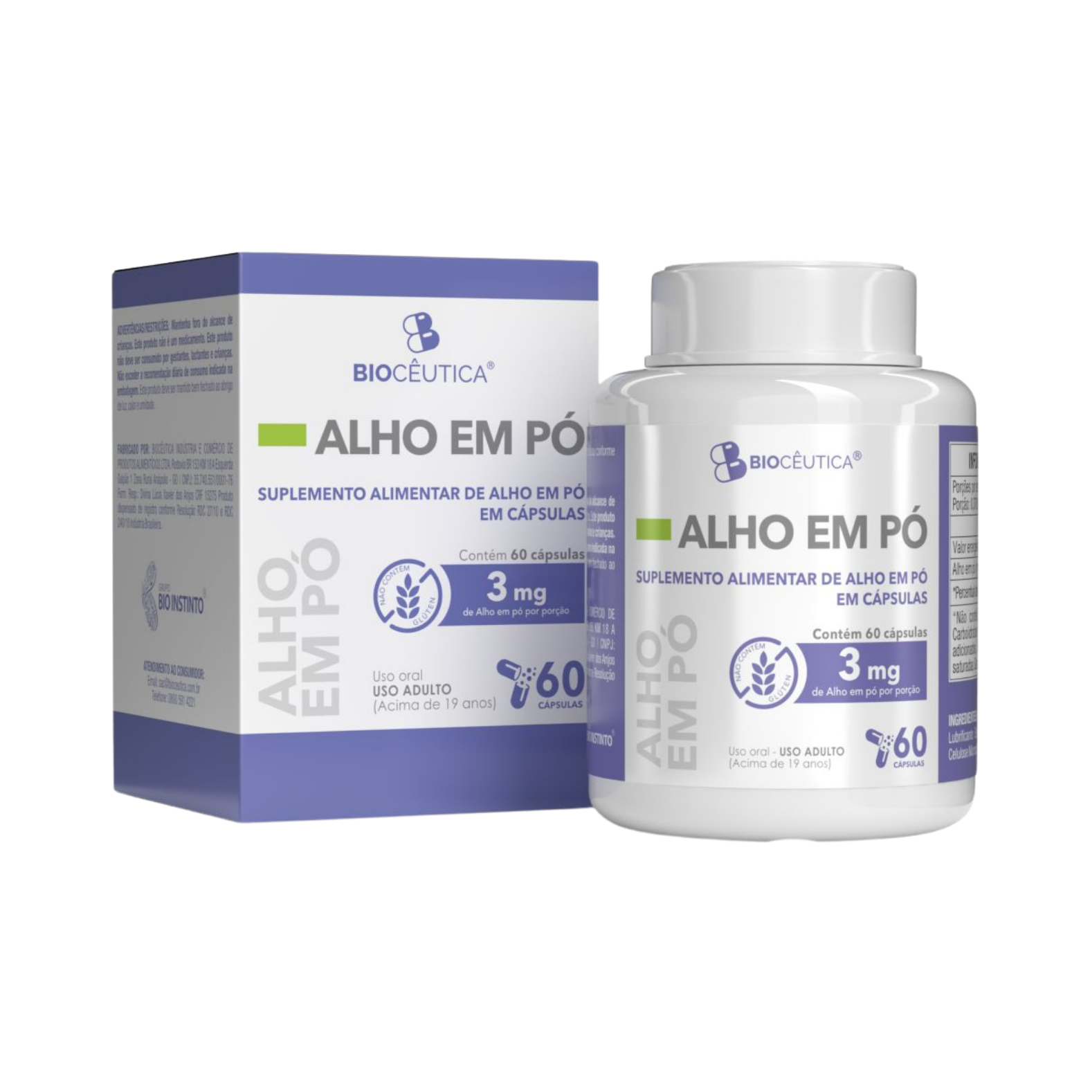 SUPLEMENTO DE ALHO EM PO EM CAPSULAS (60 CAPSULAS) BIOCEUTICA