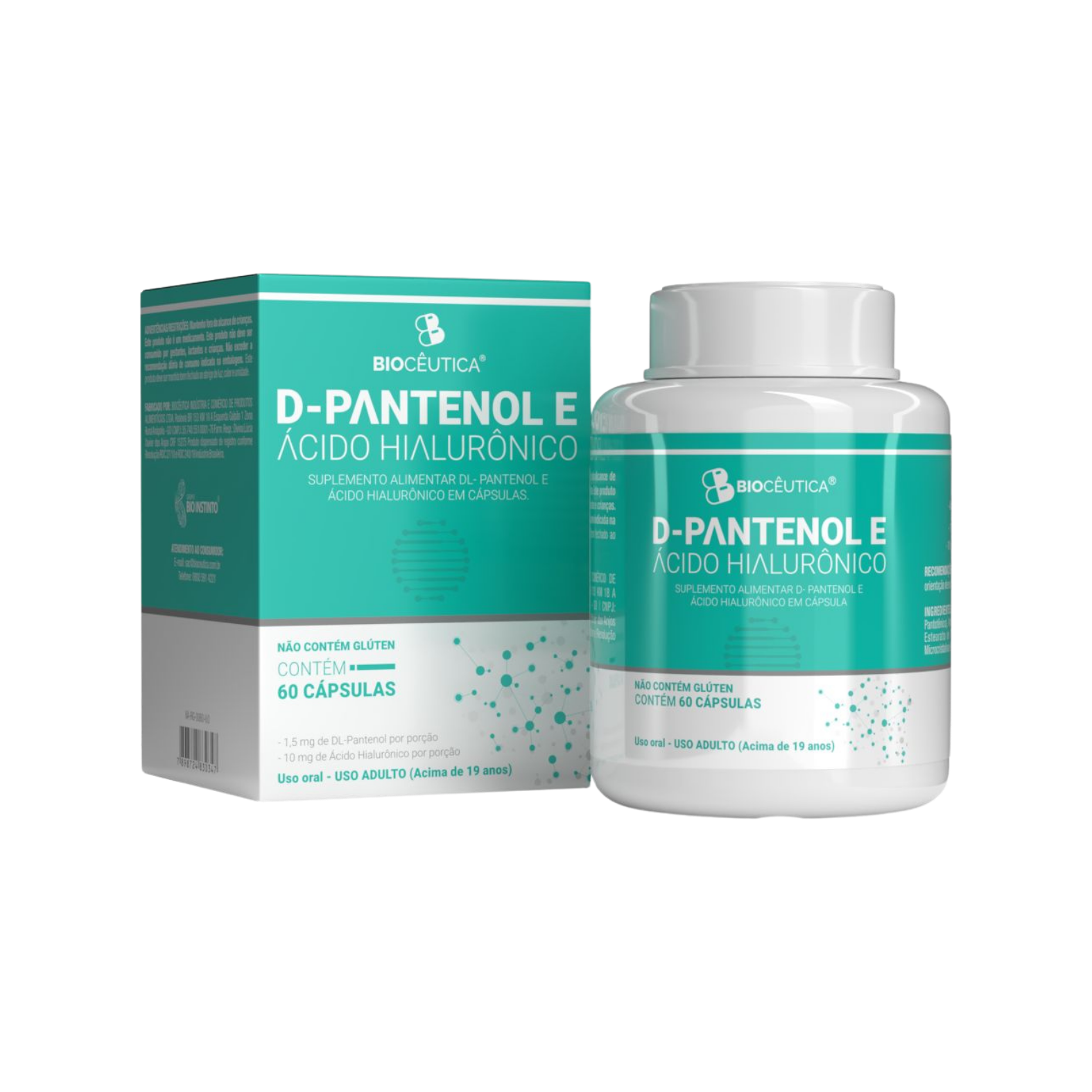 D- PANTENOL E ACIDO HIALURONICO EM CAPSULAS (60 CAPSULAS) BIOCEUTICA
