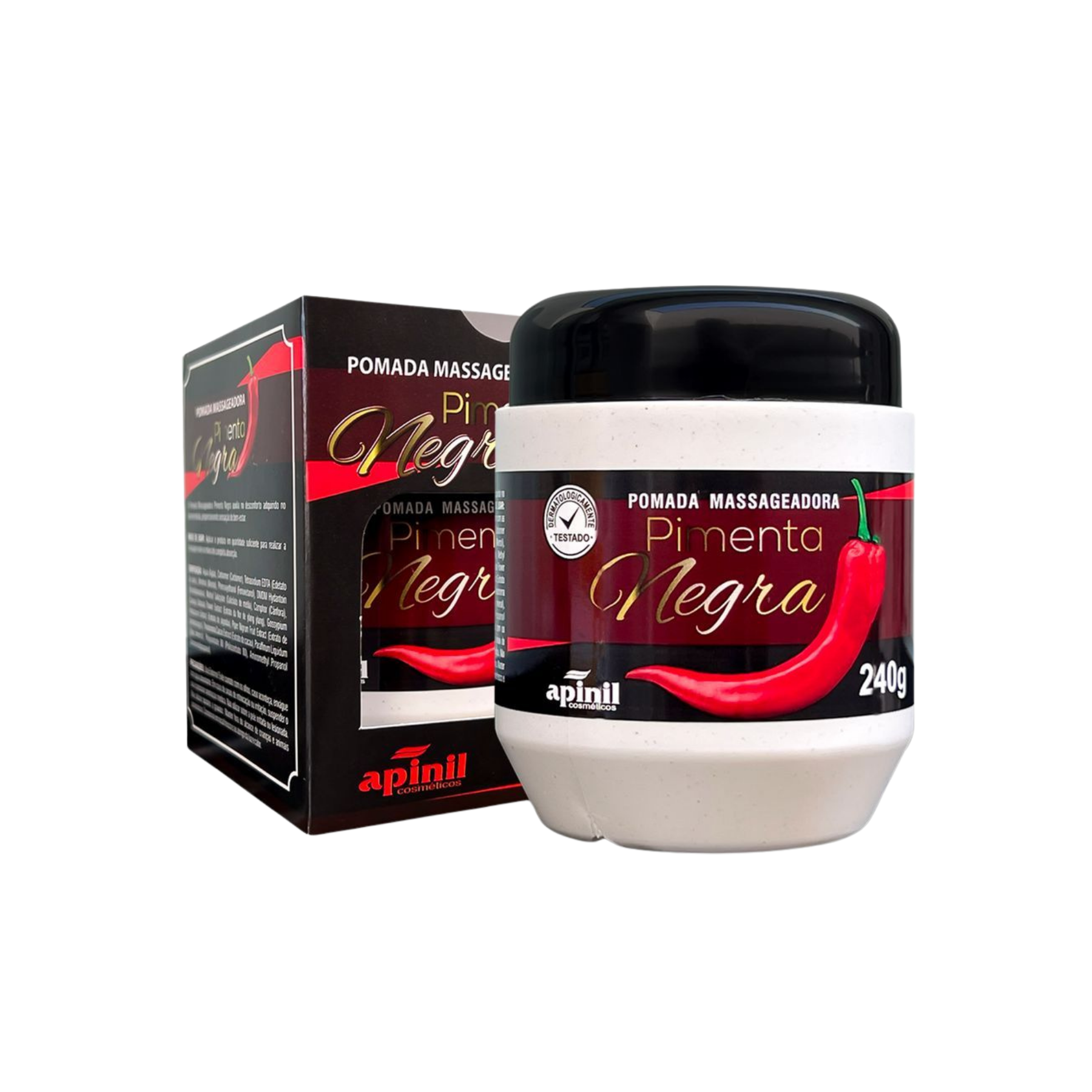 POMADA MASSAGEADORA PIMENTA NEGRA 240G APINIL