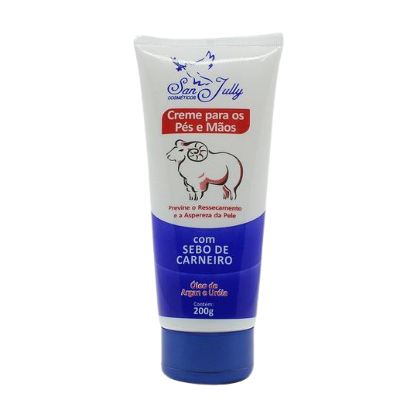 CREME PES E MAOS C/ SEBO DE CARNEIRO 200G BISNAGA. SAN JULLY