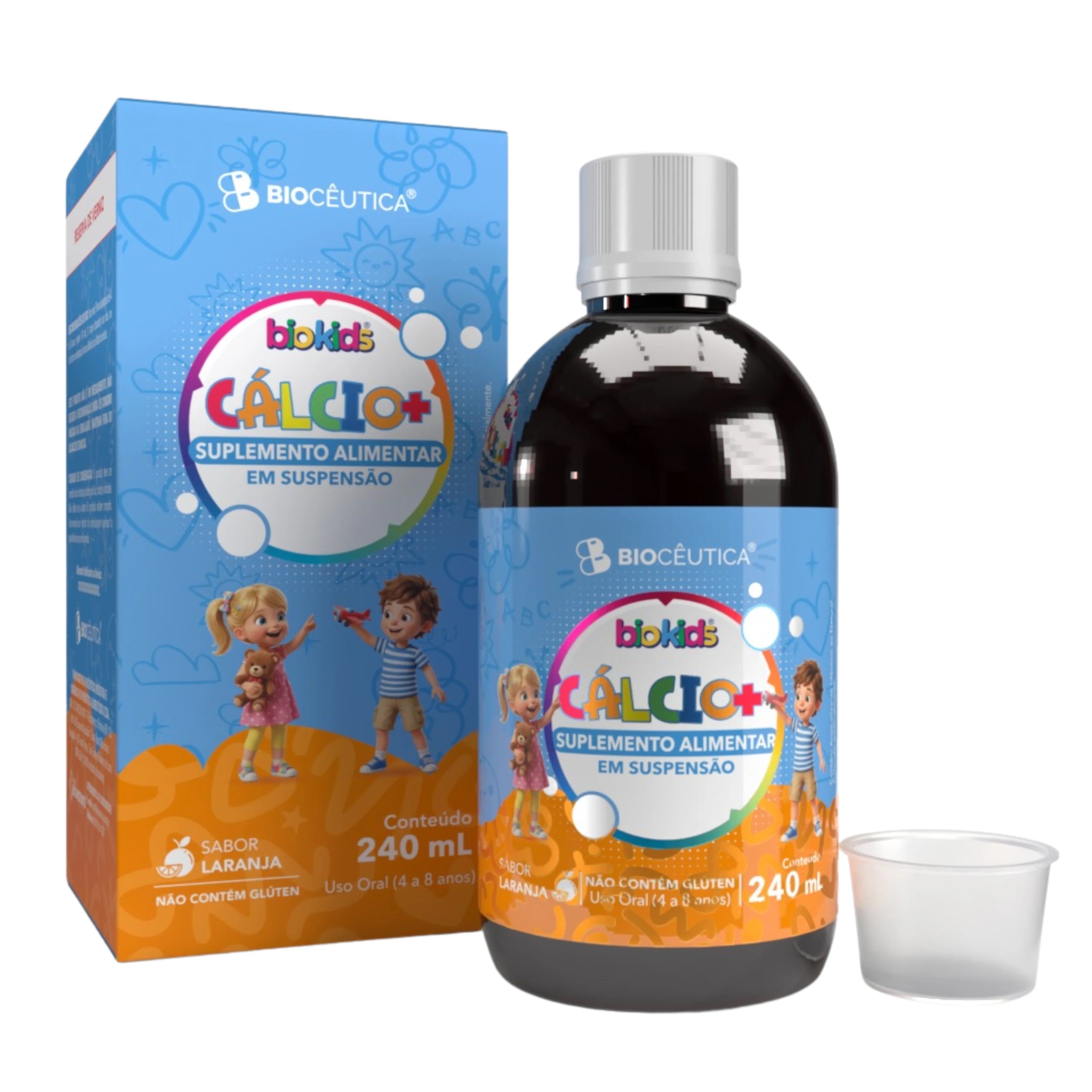 CALCIO + SUPLEMENTO ALIMENTAR EM SUSPENSAO SABOR LARANJA  240ML BIOCEUTICA