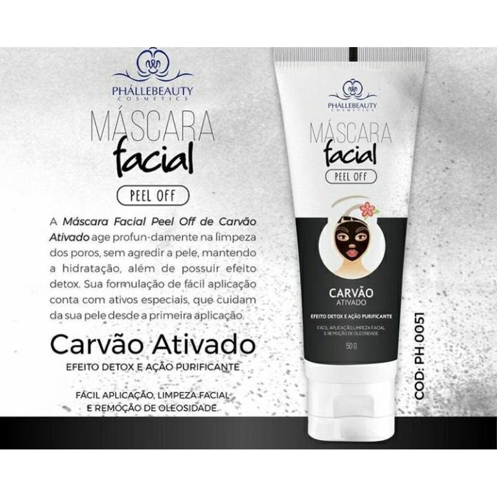 MASCARA FACIAL CARVAO ATIVADO 50G BISNAGA PEEL OF PHALLEBEAUTY