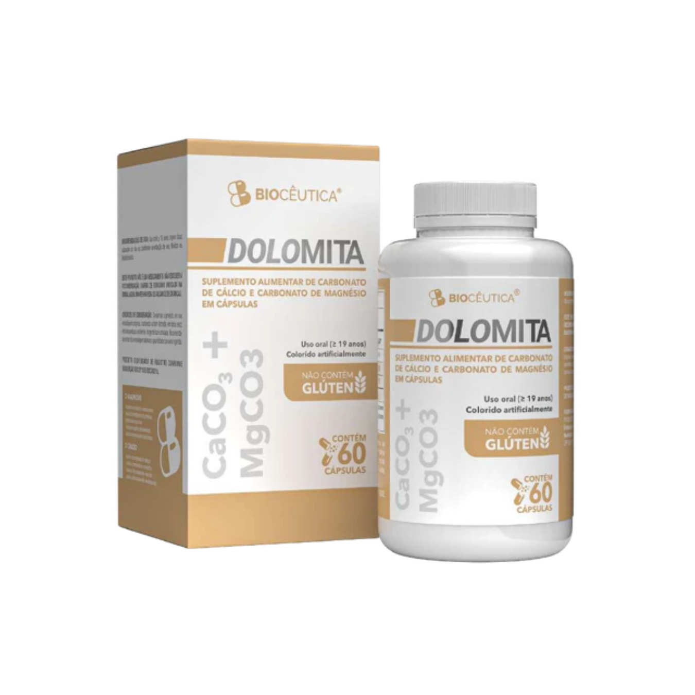 DOLOMITA SUPLEMENTO ALIMENTAR DE CARBONATO DE CALCIO E CARBONATO DE MAGNESIO EM CAPSULAS (60 CAPSULAS) BIOCEUTICA